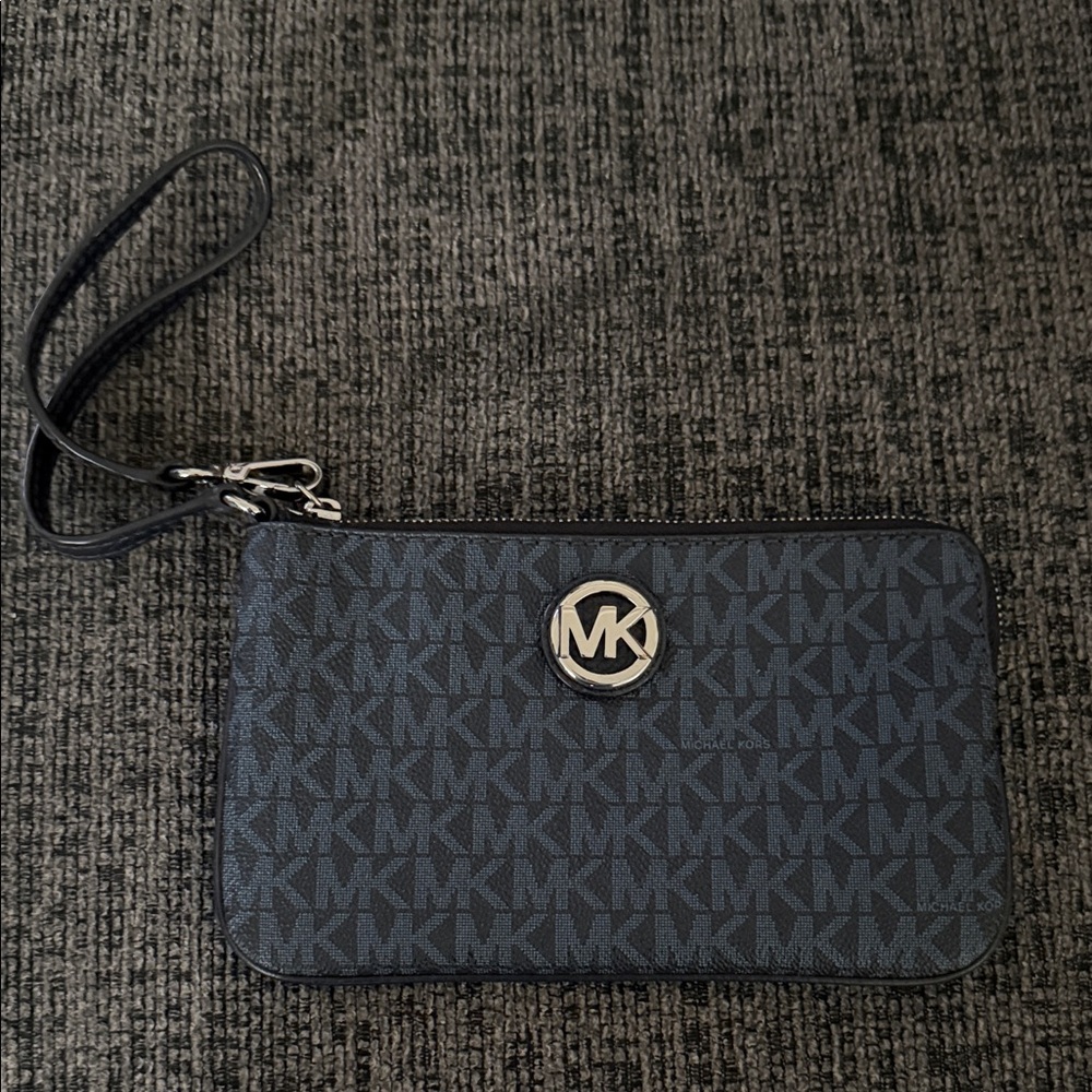 Michael Kors Dark Blue Logo Wristlet
